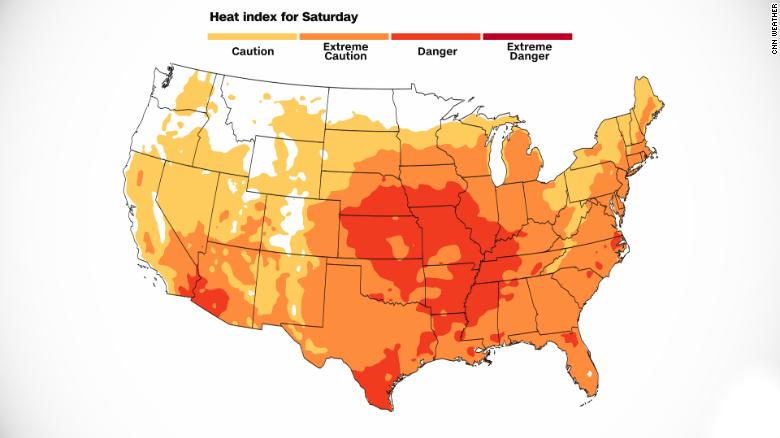 Saturday&#39;s heat index forecast