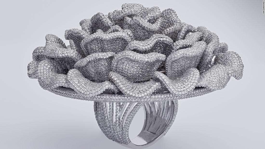 This mushroom-shaped ring broke the world record for most diamonds in a single ring