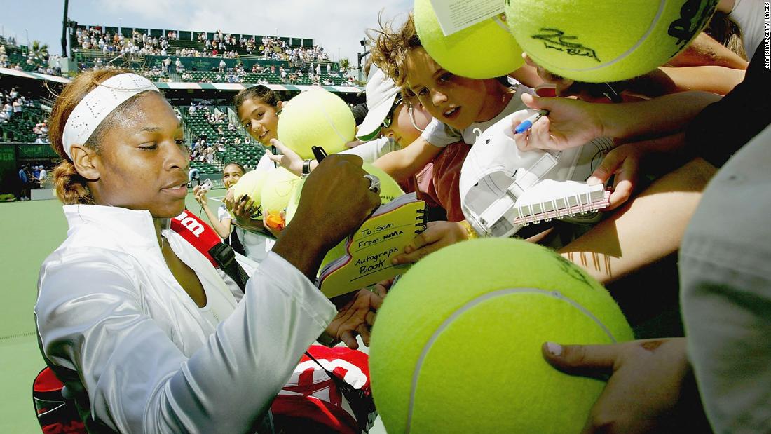 Serena signs autographs after a match in Key Biscayne, Florida, in 2004.