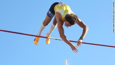 Duplantis competes in the men's pole vault finals on the tenth day of the World Championships in Athletics.