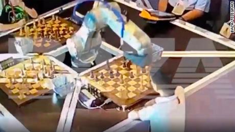 A chess-playing robot broke a boy&#39;s finger during a July 19 match at the Moscow Chess Open, President of the Moscow Chess Federation Sergey Lazarev told state-run TASS media on Thursday.
 
Lazarev said the incident occurred after the boy rushed the robot.
