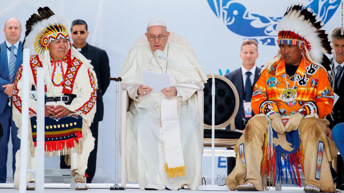 Pope Francis delivered an apology in Alberta on Monday for the Catholic Church&#39;s role in the &quot;devastating&quot; abuse of Canadian Indigenous children in residential schools.