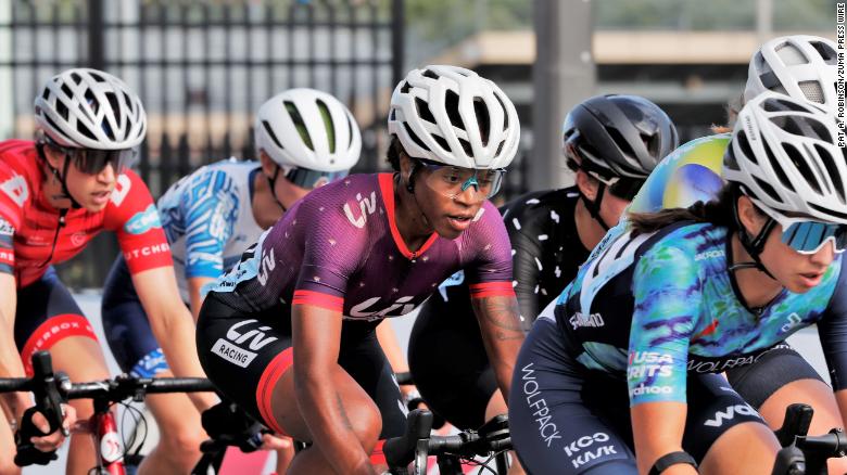 Ayesha McGowan rides for Women&#39;s World Tour team Liv Racing Xstra.
