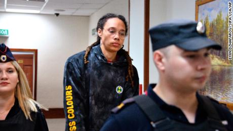 Brittney Griner arrives at the court hearing.