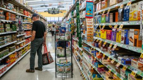 A customer shops in a Kroger grocery store on July 15, 2022 in Houston, Texas. 