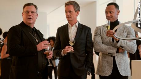 (From left) Brooks Ashmanskas as Stanley James, Neil Patrick Harris as Michael Lawson, Emerson Brooks as Billy Jackson star in "Decoupled." 