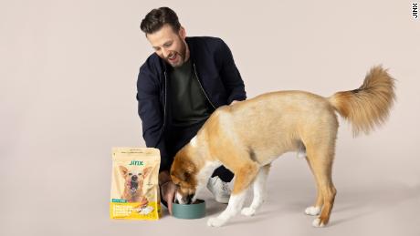 Chris Evans announced his partnership with dog food company Jinx on Wednesday.