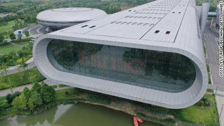 An aerial photo taken on July 18, 2022, shows the TSMC factory in Nanjing, East China&#39;s Jiangsu province. 