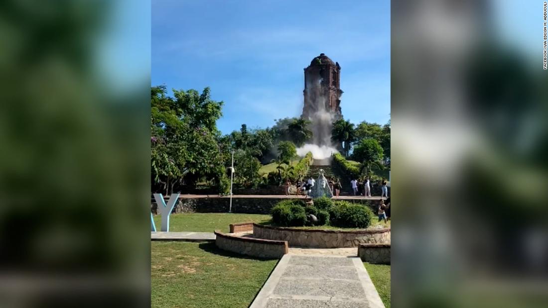 Video shows tower shaking during earthquake in Philippines