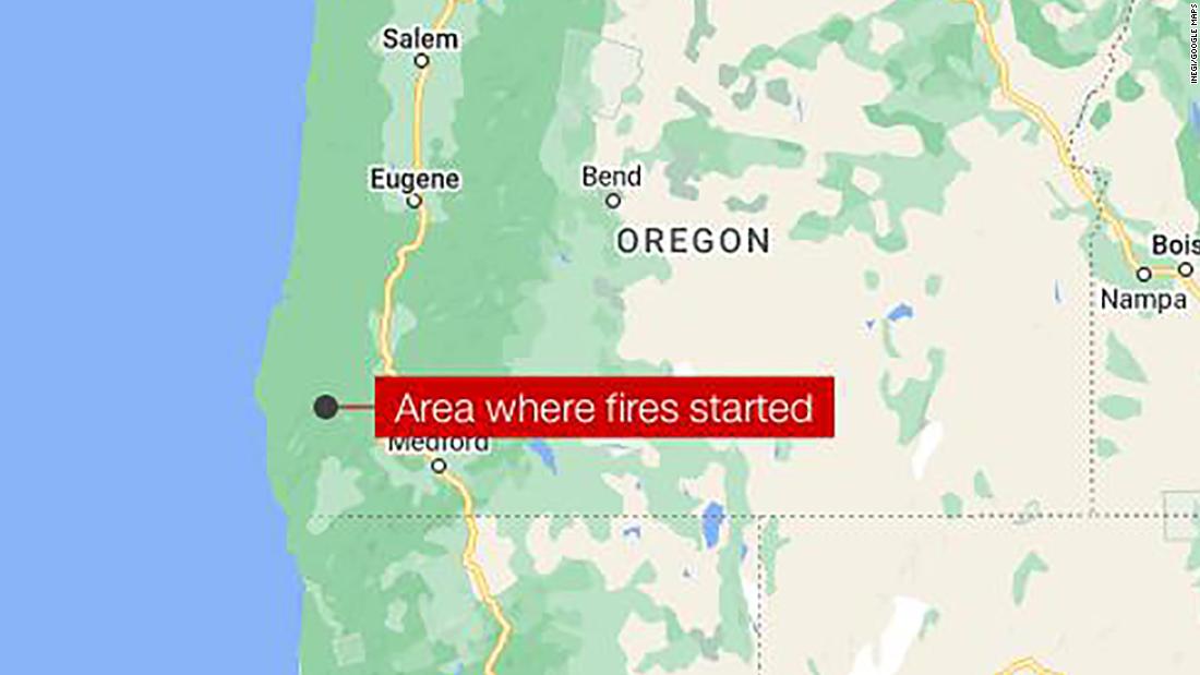Man suspected of starting fires in remote Oregon woods detained by 3 residents who tied him to a tree