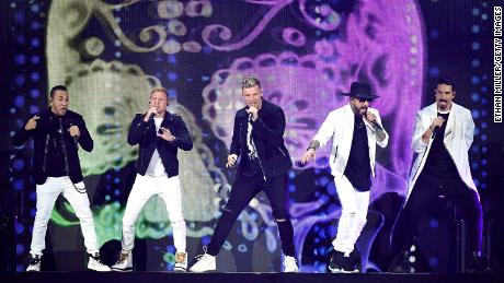 Howie Dorough, Brian Littrell, Nick Carter, AJ McLean and Kevin Richardson of the Backstreet Boys perform onstage during the 2019 iHeartRadio Music Festival at the T-Mobile Arena on September 20, 2019 in Las Vegas, Nevada. 