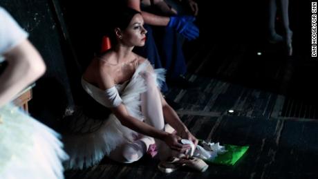 Katryna Kalchenko takes shelter in the basement of the Odessa Opera.  