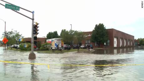 Flooding in the streets of St. Louis on Thursday. 