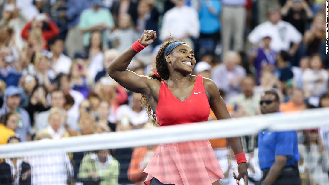Williams celebrates after winning the US Open in 2013. It was her fifth US Open title and her 17th grand slam singles title.