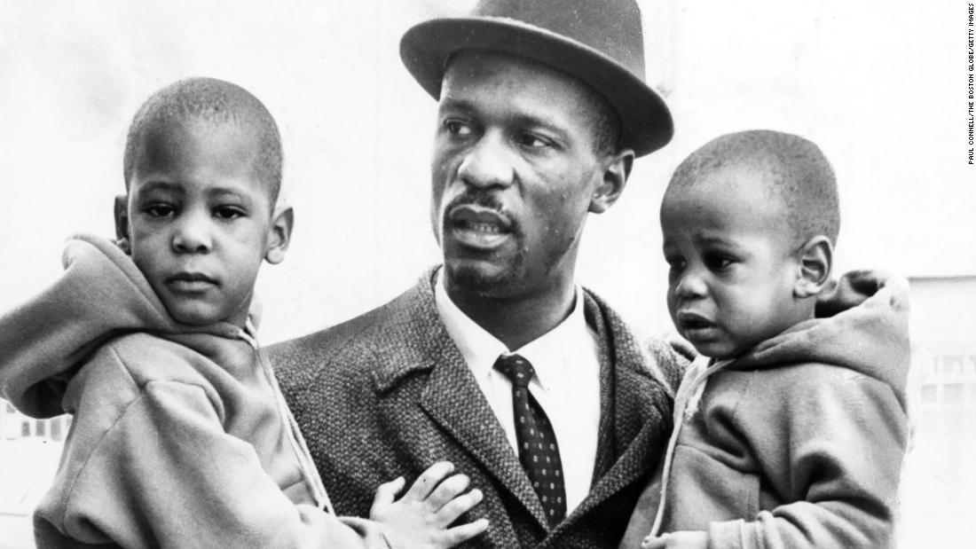 Russell with his sons William Jr. &quot;Buddha&quot; and Jacob in April 1961.