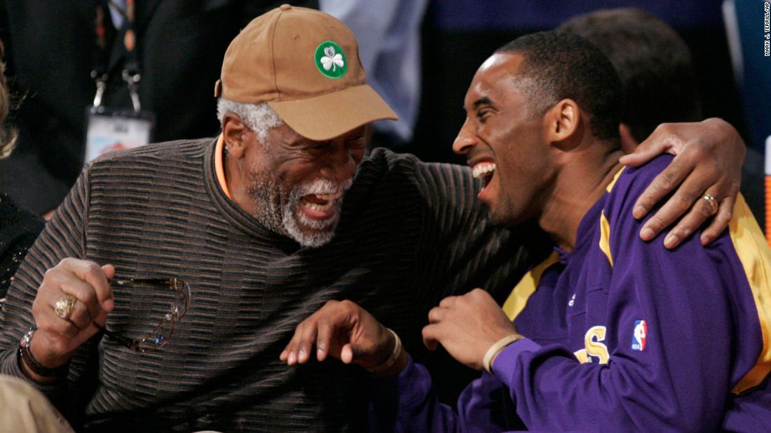 Russell shares a laugh with Kobe Bryant during NBA All-Star weekend in Las Vegas, Nevada, in 2007.