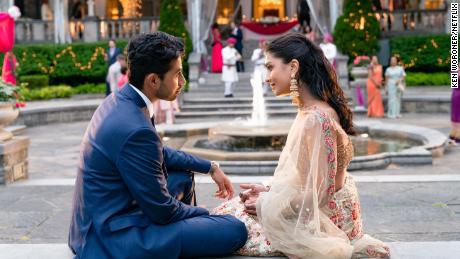 (From left) Suraj Sharma as Ravi Shah and Pallavi Sharda as Asha Maurya are shown in a scene from &quot;Wedding Season.&quot;