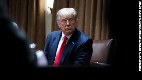 Former President Donald Trump sits during a meeting in the Cabinet Room of the White House in Washington, D.C.,
