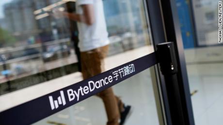A logo of ByteDance at its office in Beijing, China July 7, 2020.  
