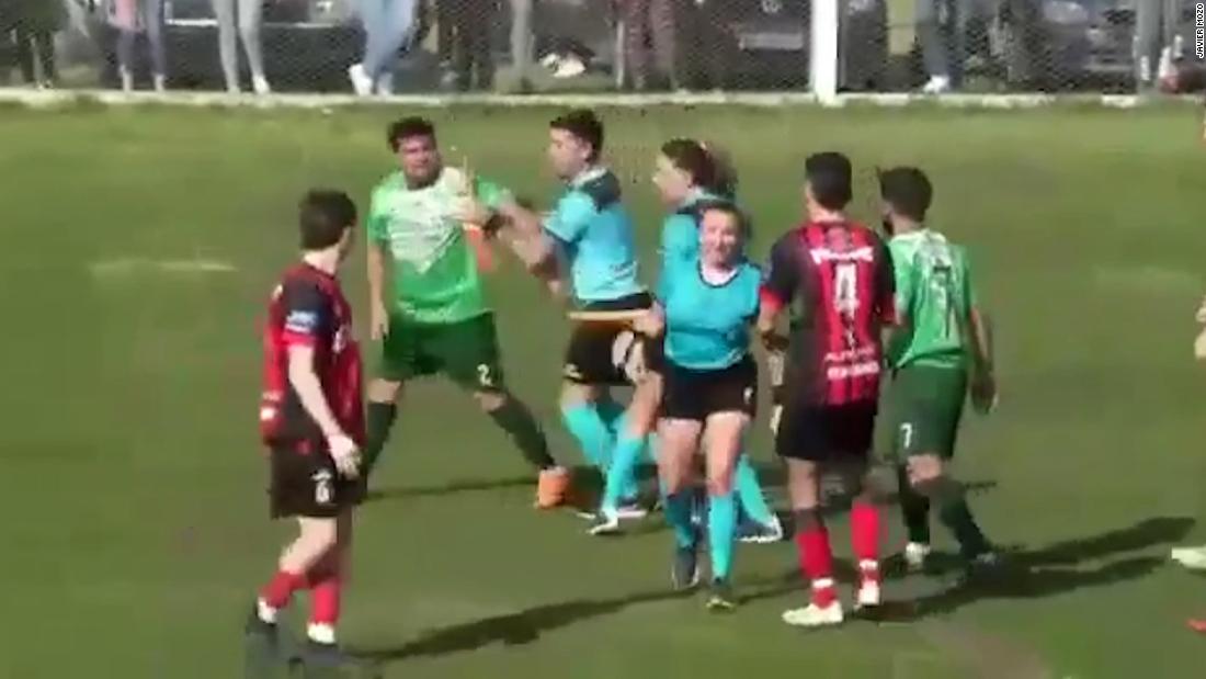 Argentine footballer arrested after punching female referee during match