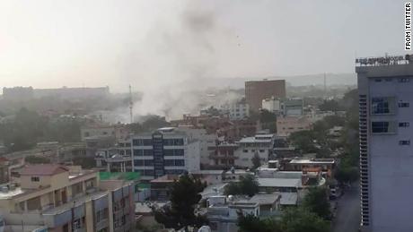 A plume of smoke rises from the scene of a drone strike that killed Al Qaeda leader Ayman al-Zawahiri in Kabul, Afghanistan.