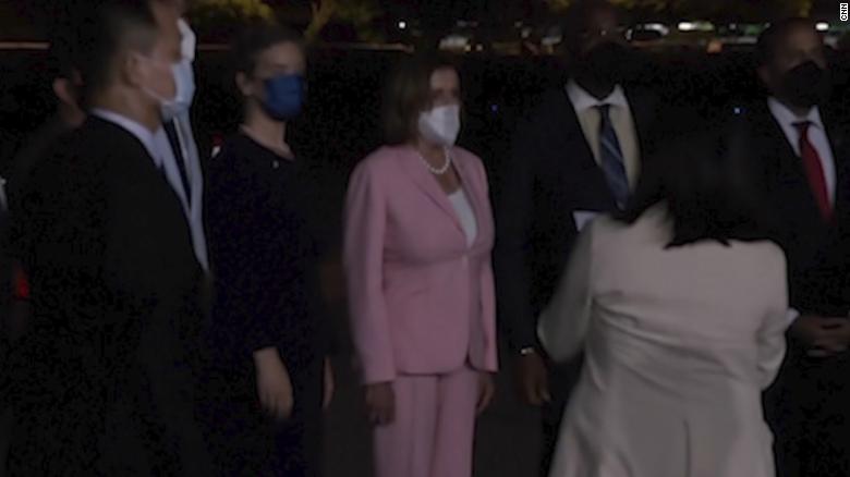 See moment Nancy Pelosi steps off plane in Taiwan