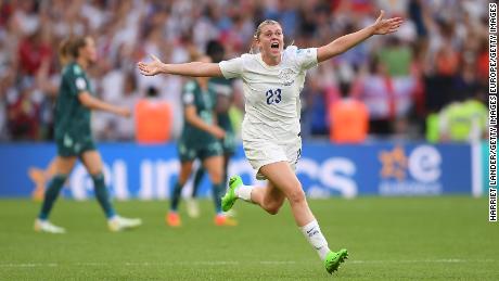 Russo celebrates after the final whistle against Germany. 