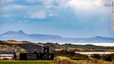 General view of the Muirfield golf course on the 4th tee box prior to the 2022 AIG Women&#39;s Open in Gullane, Scotland.