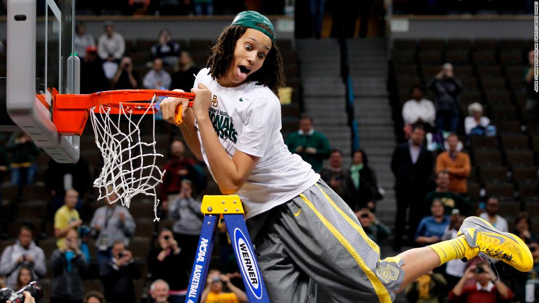 Griner celebrates after Baylor defeated the University of Notre Dame 80-61 in the NCAA Championship Game in April of 2012.
