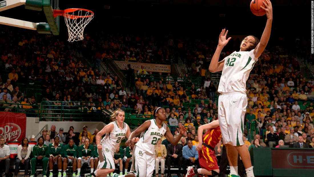 Griner playing against Iowa State at the Ferrell Center in Waco, Texas, in March 2012.
