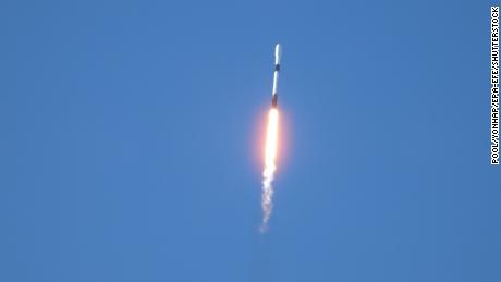 The SpaceX Falcon 9 rocket carrying South Korea's first lunar orbiter.