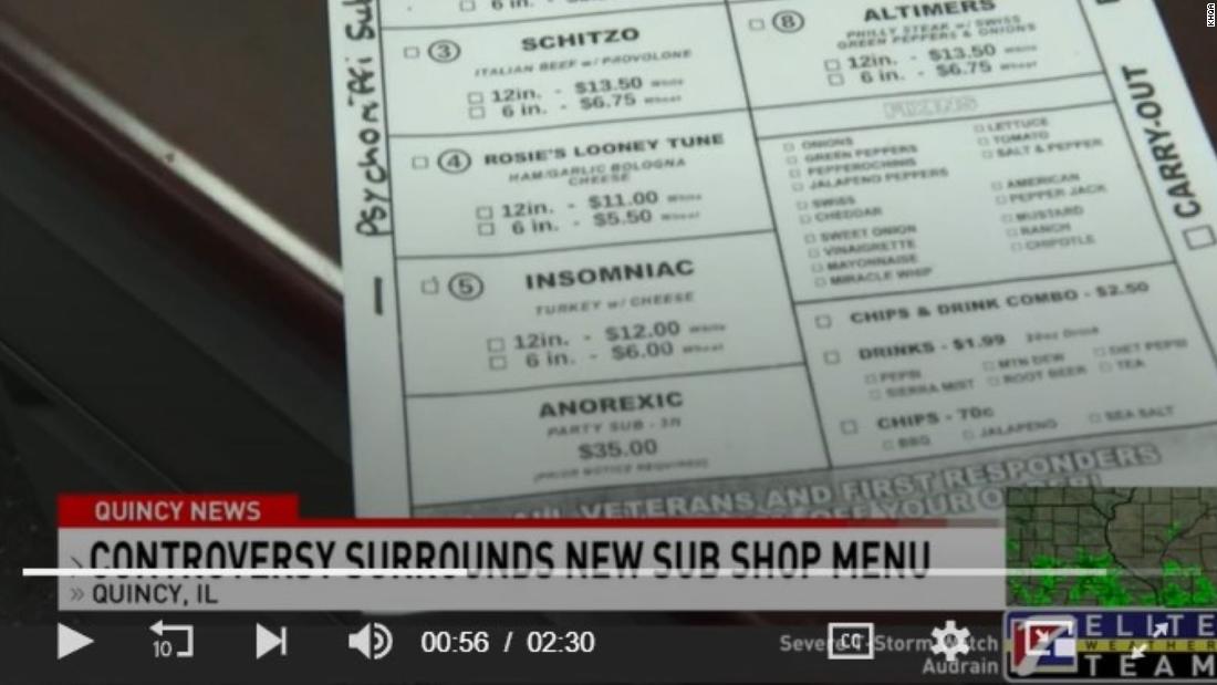 Sandwich shop menu causing controversy online