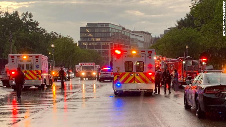 Four people in critical condition after lightning strike near White House