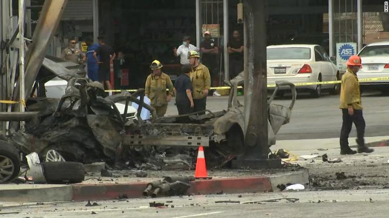 At least 4 people killed including a toddler after a fiery collision in Los Angeles that left 8 others hospitalized