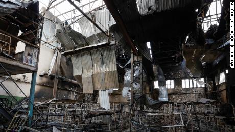 Damage and debris following the shelling at a pre-trial detention center in the course of Ukraine-Russia conflict, in the settlement of Olenivka in the Donetsk Region, Ukraine July 29, 2022.