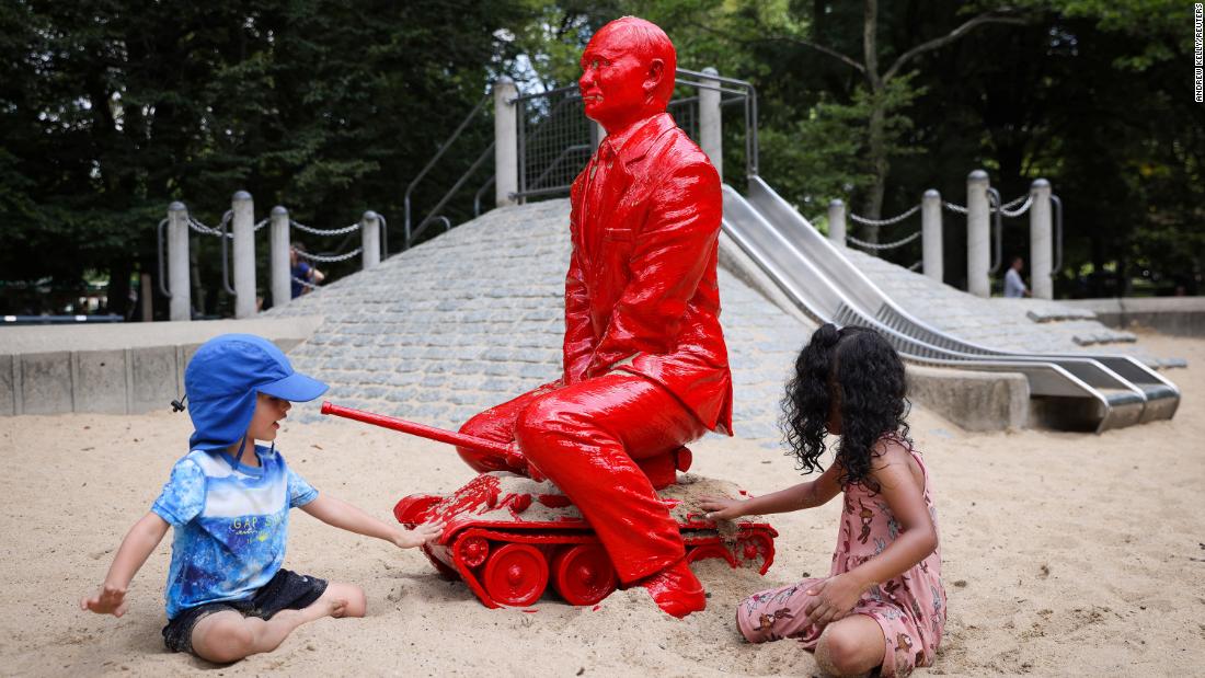 A sculpture of Vladimir Putin has appeared in a playground in New York City's Central Park
