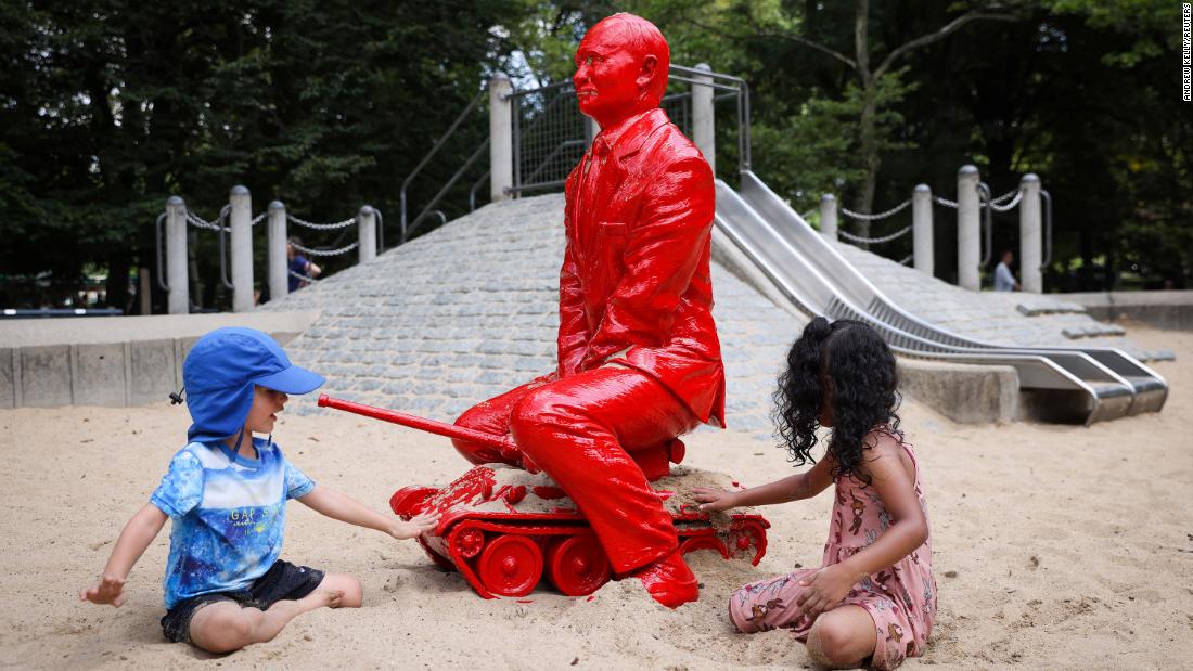 A sculpture of Vladimir Putin has appeared in a playground in New York City’s Central Park