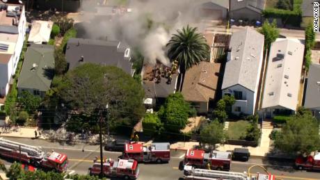 An aerial view shows the scene of Friday's crash.