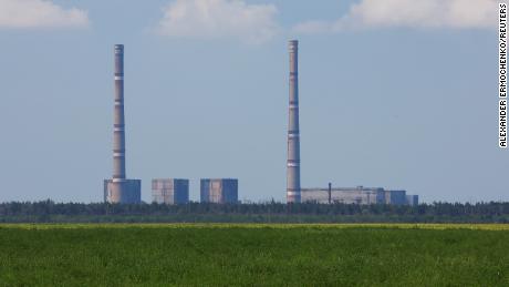 The Zaporizhzhya nuclear power plant can be seen from afar on Thursday.