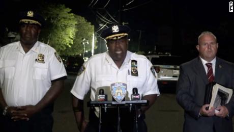 NYPD Chief of Patrol Jeff Maddrey speaks during an overnight press conference about four men they say opened fire at a party in Queens on Friday, August 5.