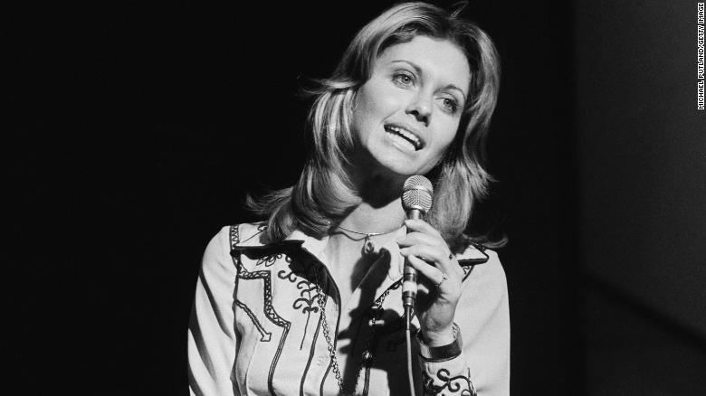 Olivia Newton-John performing on the BBC TV music show &#39;Top Of The Pops&#39; in 1974.