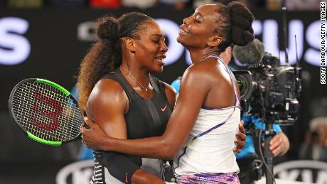 Serena Williams is congratulated by Venus Williams after winning the Women&#39;s Singles Final match at the Australian Open on January 28, 2017 in Melbourne, Australia.  