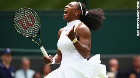LONDON, ENGLAND - JUNE 28:  Serena Williams of The United States reacts during the Ladies Singles first round match  against Amra Sadikovic of Switzerland on day two of the Wimbledon Lawn Tennis Championships at the All England Lawn Tennis and Croquet Club on June 28, 2016 in London, England. 
