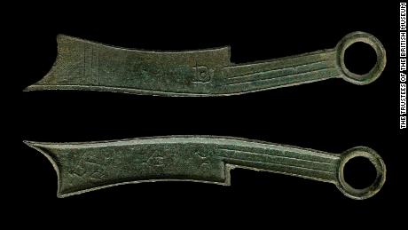 Knife coins, in use in China around 400 BC, were some of those studied.