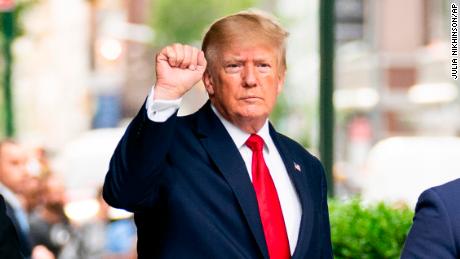 Former President Donald Trump gestures as he departs Trump Tower, Wednesday, Aug. 10, 2022, in New York, on his way to the New York attorney general&#39;s office for a deposition in a civil investigation. (AP Photo/Julia Nikhinson)