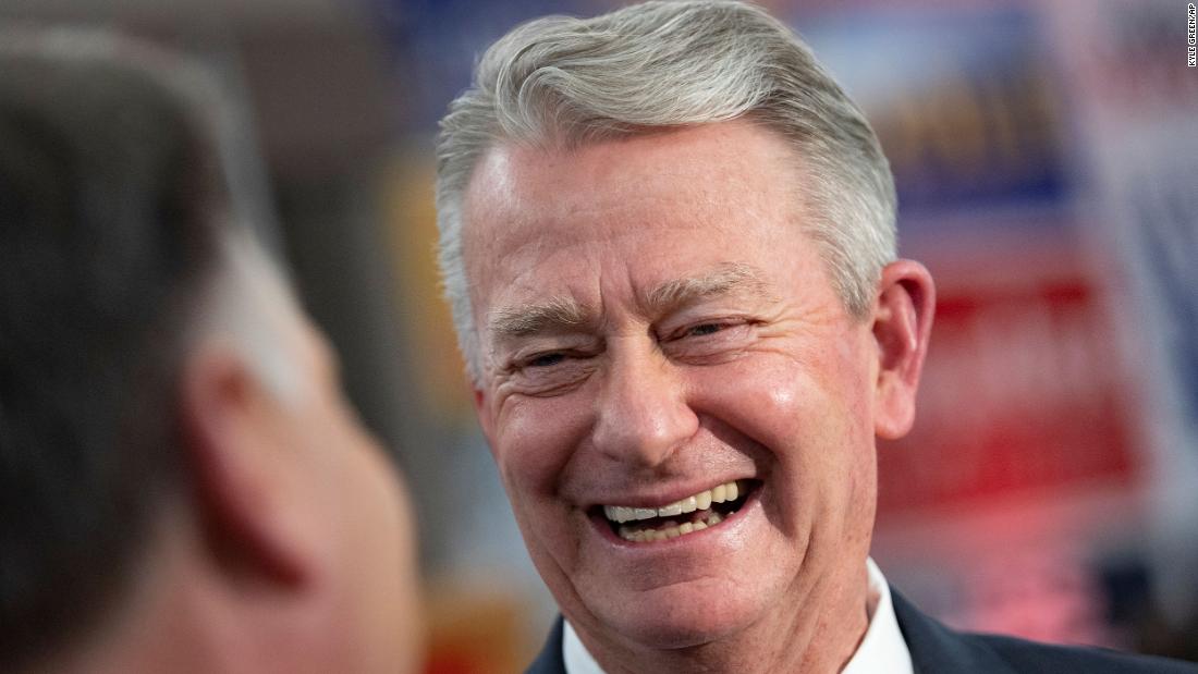 Idaho Gov. Brad Little laughs while talking with media after declaring victory in the gubernatorial primary during the Republican Party&#39;s primary election celebration Tuesday, May 17, 2022, at the Hilton Garden Inn hotel in Boise, Idaho.