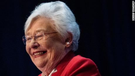 Alabama Gov. Kay Ivey declares victory in her Republican primary race as she speaks at her election watch party in Montgomery, Ala., on Tuesday May 24, 2022. 