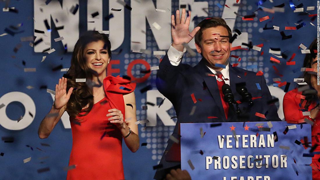 DeSantis and his wife, Casey, celebrate after he won the governor&#39;s race in November 2018. DeSantis married Casey in 2010. She was a former newscaster in Jacksonville.