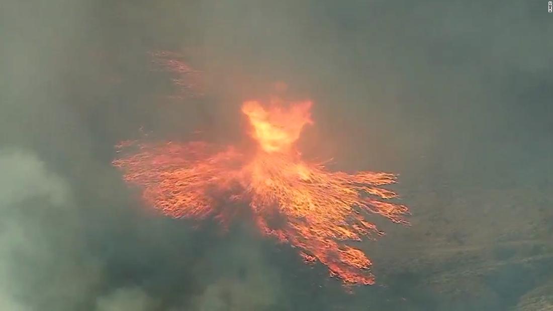 Video shows ‘fire whirl’ near California’s Quail Lake – CNN Video