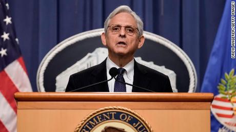 WASHINGTON, DC - AUGUST 11: U.S. Attorney General Merrick Garland delivers a statement at the U.S. Department of Justice August 11, 2022 in Washington, DC. Garland addressed the FBI&#39;s recent search of former President Donald Trump&#39;s Mar-a-Lago residence, announcing the Justice Department has filed a motion to unseal the search warrant as well as a property receipt for what was taken. (Photo by Drew Angerer/Getty Images)